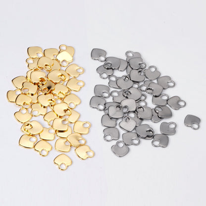 ASON 100pcs/lot Heart Pendant Stainless Steel Love Heart Pendant Gold Silver Color For Necklace Bracelet Jewelry Making Supplies