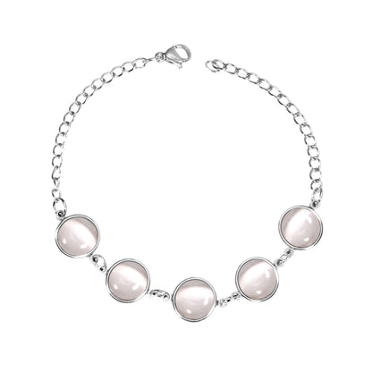 ASON Trendy Opals 20cm Chain Bracelet Bangle Gold Color Stainless Steel for Women Accessories Jewelry Mujer Daily Wear