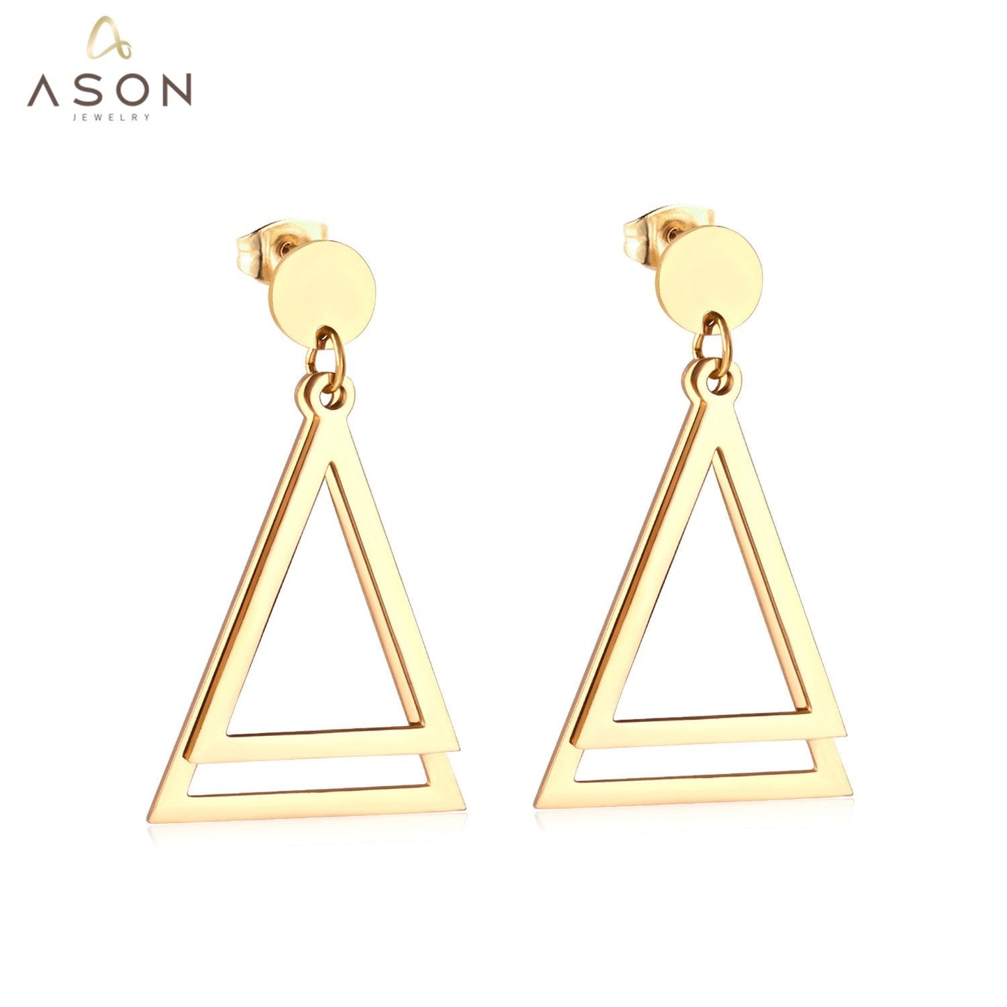 ASON Stainless Steel Stylish Geometric Dangle Earrings Gold Color Drop Earring for Women Accessory Fashion Jewelry Piercing