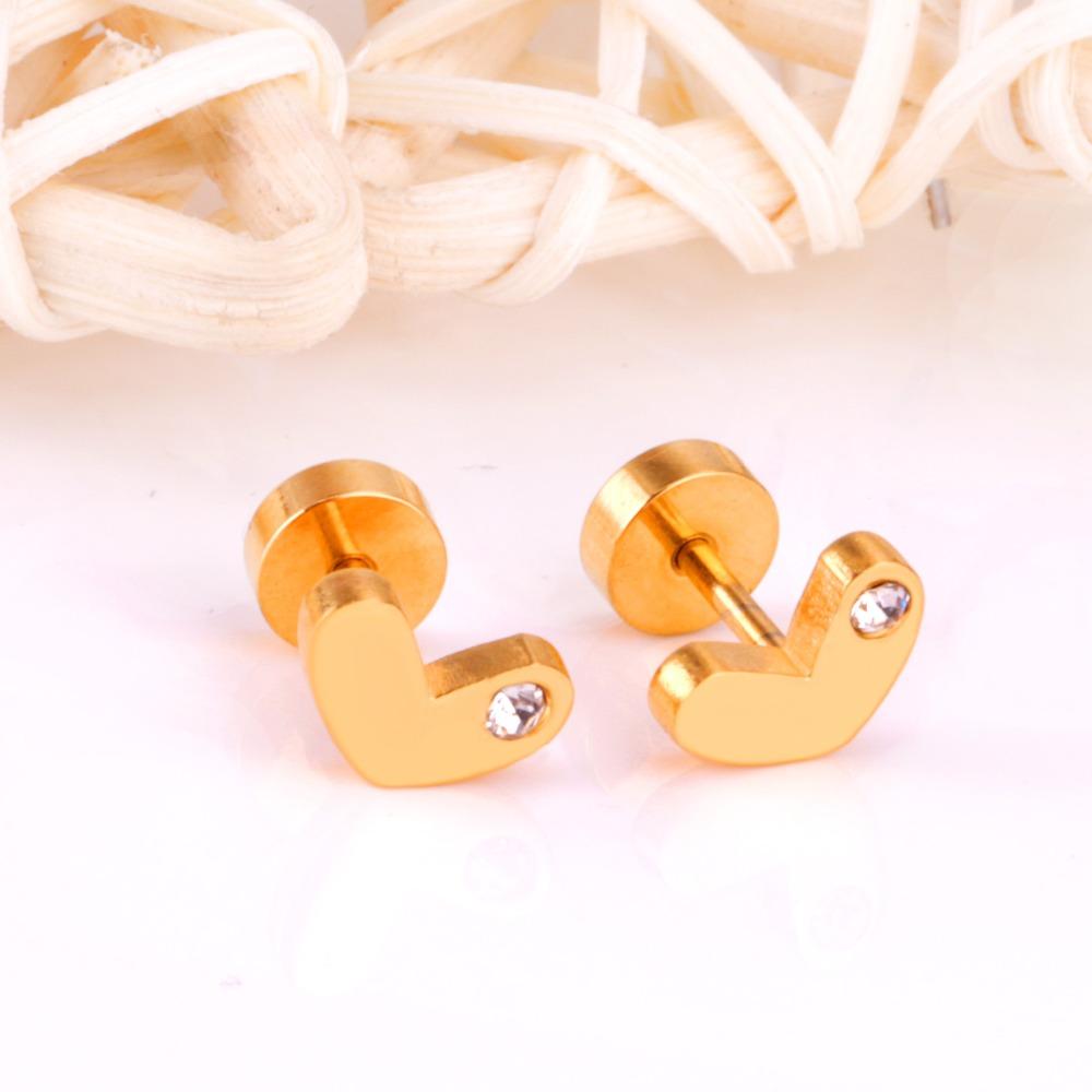 ASON Heart Stud Earrings Gold Stainless Steel Earrings for Women Jewelry Gift Cubic Zirconia,Anti-allergy