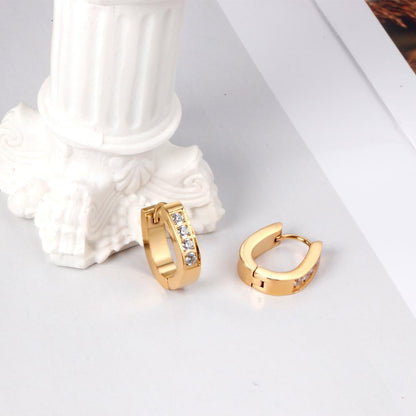 Trendy Oval Shape With Crystal Stainless Steel Ear Hoop Earrings For Women Party Jewellry Steel Earings pendientes