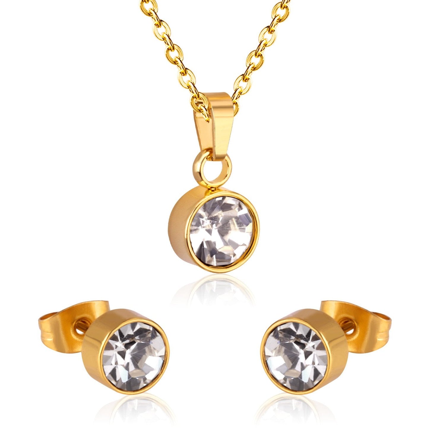 New Cubic Zirconia Necklace Earrings For Woman Wedding Jewelry Set Gold/Silver Color Jewellry Parures Bijoux