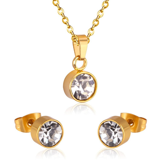 New Cubic Zirconia Necklace Earrings For Woman Wedding Jewelry Set Gold/Silver Color Jewellry Parures Bijoux