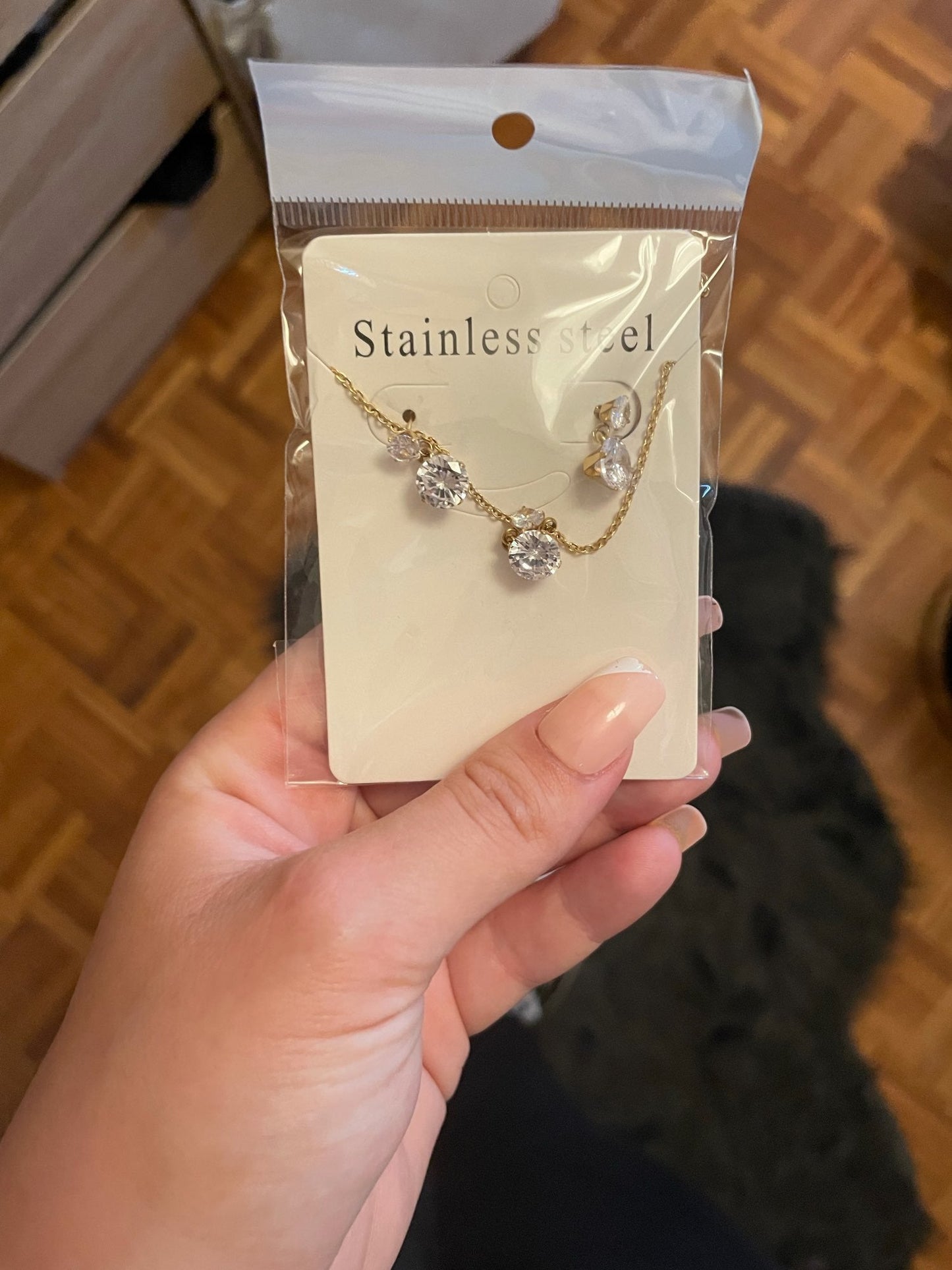Stainless Steel Crystal Fashion Necklaces Earrings Jewelry Sets For Ladies Necklace Set Jewellry pendientes mujer