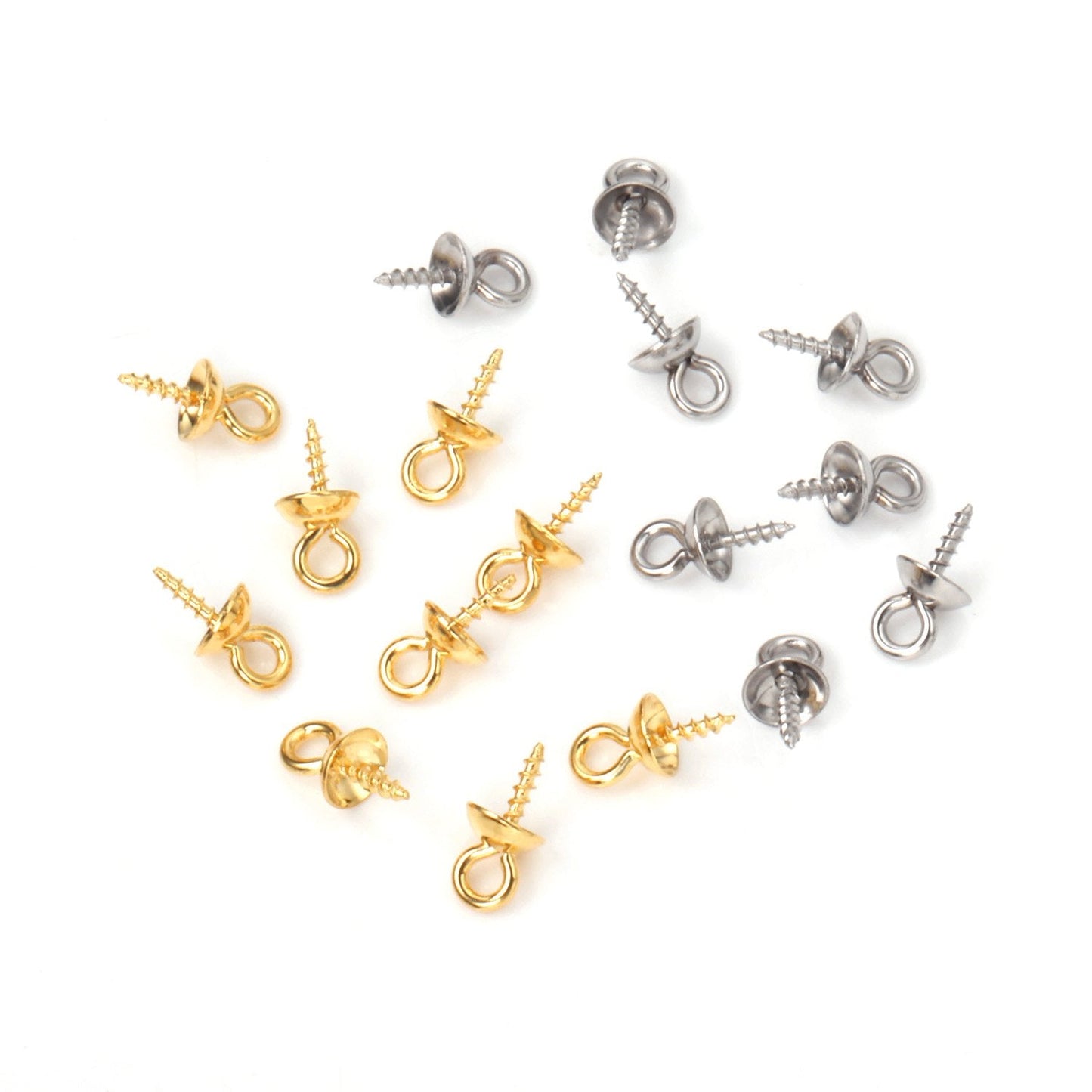 ASON 100pcs/lot Gold/Silver Color Stainless Steel Screw Eye Pin Pearl Pendant Charms Connector for DIY Jewelry Making
