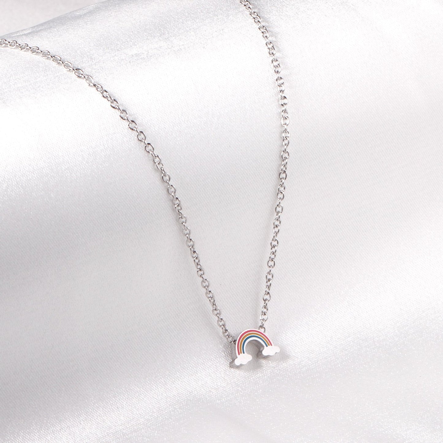 Rainbow Candy Pendant Necklace Women Stainless Steel Jewelry Wholesale Shell Fashion Pendant For Christmas Gifts