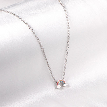 Rainbow Candy Pendant Necklace Women Stainless Steel Jewelry Wholesale Shell Fashion Pendant For Christmas Gifts