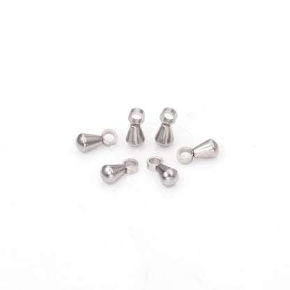 ASON 100pc/Lot 316L Stainless Steel Waterdrop End Beads For DIY Extender Chain Pendant Jewelry Making Findings Accessories