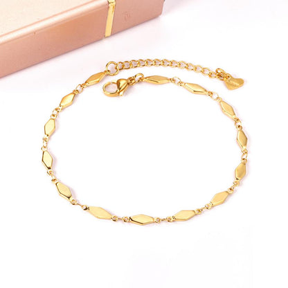 ASON Geometric Anklet Charm Foot Chain with 22+5cm Extender Gold Color Stainless Steel Fashion Jewelry Gift Accessories