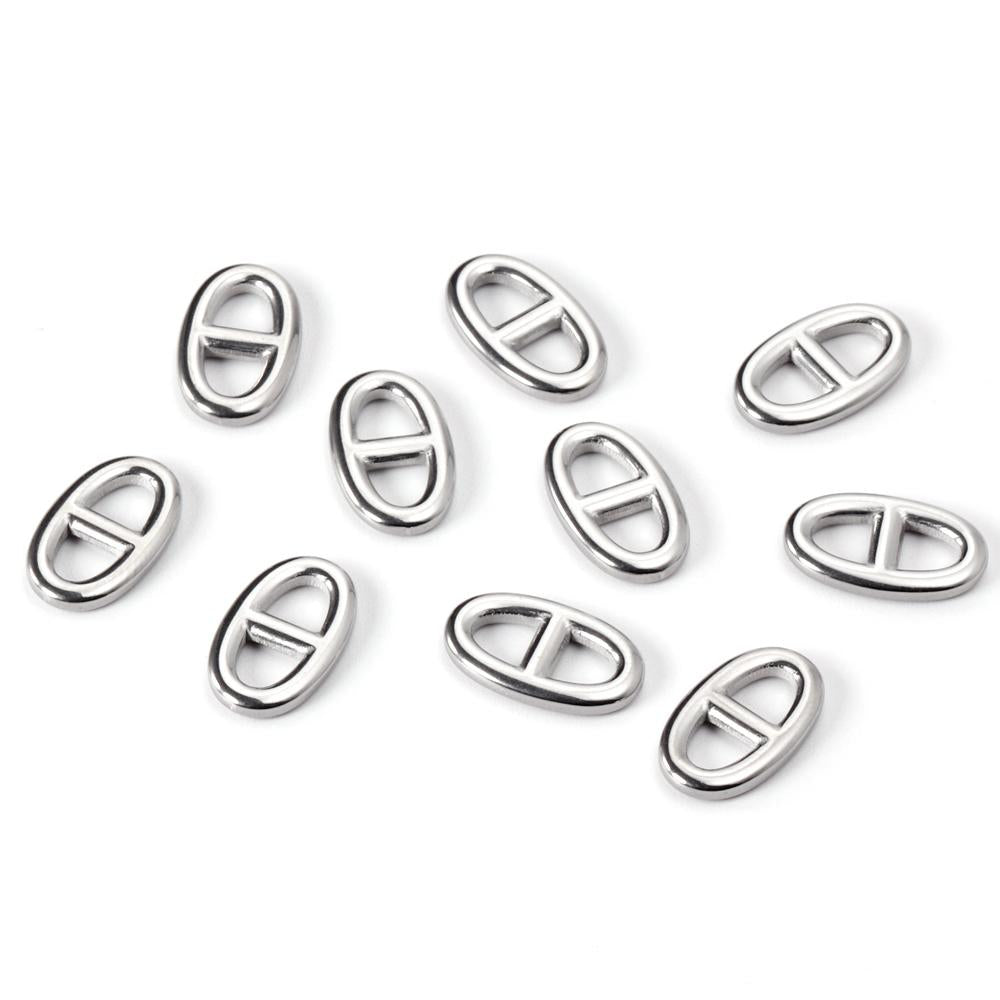 ASON 5Pcs/Lot Gold/Silver Color Stainless Steel Oval Two Holes Charms For Women Men Necklace Bracelet Anklet DIY Jewelry Making