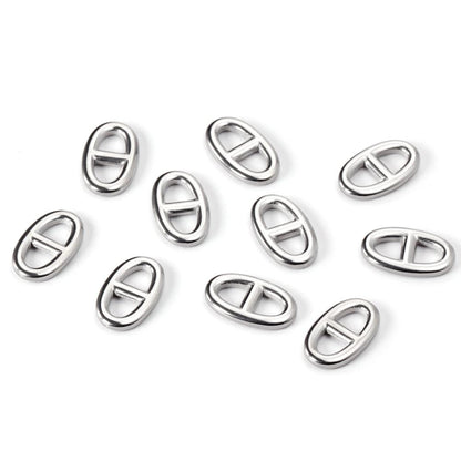 ASON 5Pcs/Lot Gold/Silver Color Stainless Steel Oval Two Holes Charms For Women Men Necklace Bracelet Anklet DIY Jewelry Making