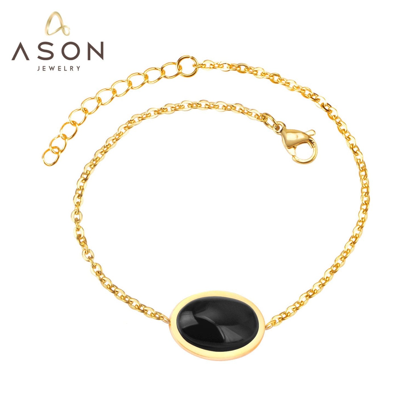 ASON Bracelets For Women Black/Pink/Blue/Red Bohemia Style Link Chain Bracelet Women Girl Stainless Steel Adjustable GIFT