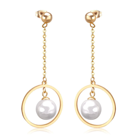 Fake Pearl Long Drop Earrings Round Dangle Earings Fashion Jewelry For Women Korean Style pendientes 2020 brincos