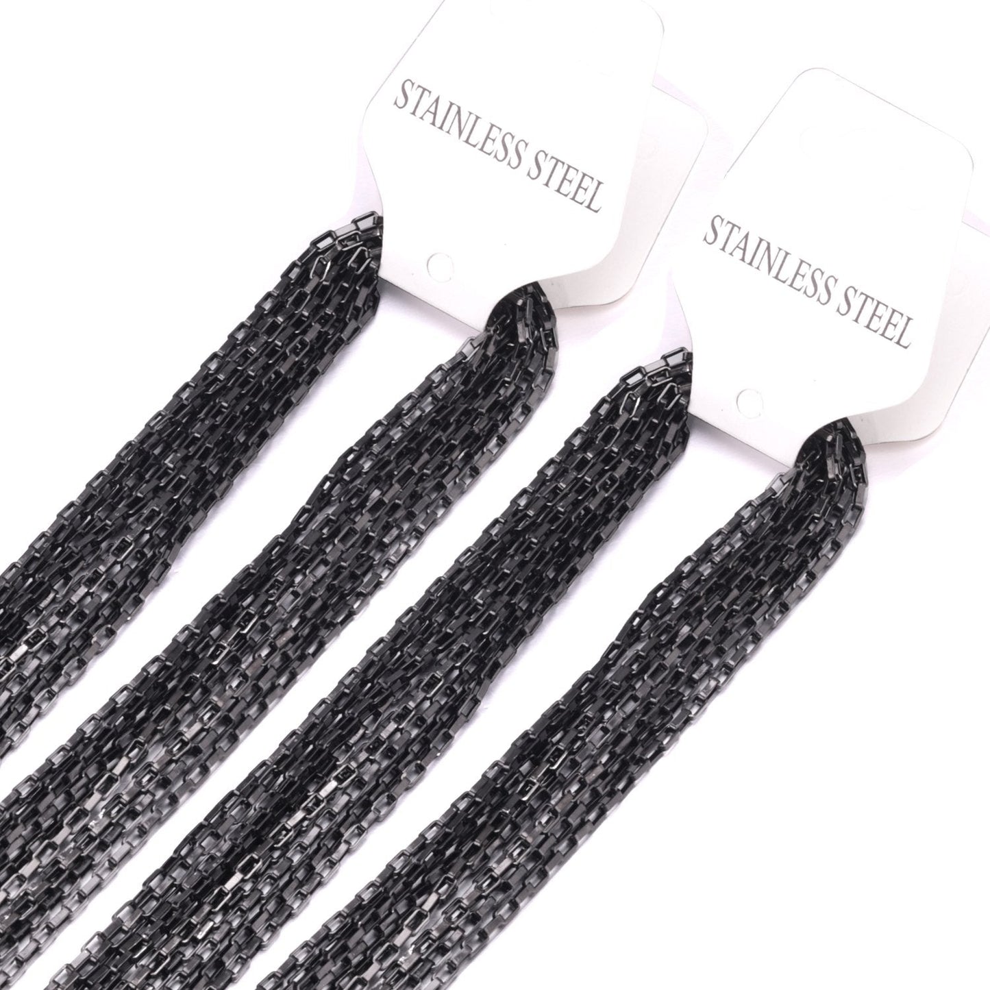 ASON 10pcs/Lots Long Necklace Women Collar 2MM Gold Black Rose Silver Color Stainless Steel Box Chains Necklaces Wholesale