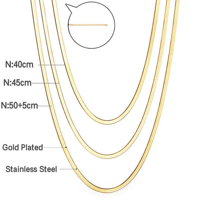 Wholesale Triple Chain Flat Snake Chains Collier For Women Collar 18K Gold Plated Luxury Necklaces Chain Bohemia Trendy 2025
