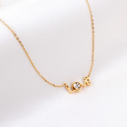 Stainless Steel Love Accessories Cubic Zirconia Pendant Necklace For Women No Fade  Collars Jerelry Party Wedding