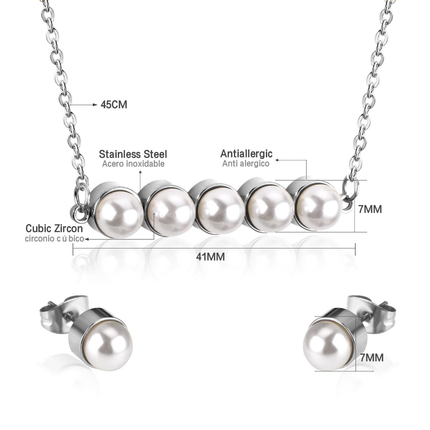 New Fake Pearl Wedding Jewelry Set Crystal Necklace Jewelry Sets Party Women Necklace Bridal Earrings