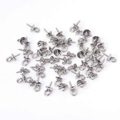 ASON 100pcs/lot Gold/Silver Color Stainless Steel Screw Eye Pin Pearl Pendant Charms Connector for DIY Jewelry Making