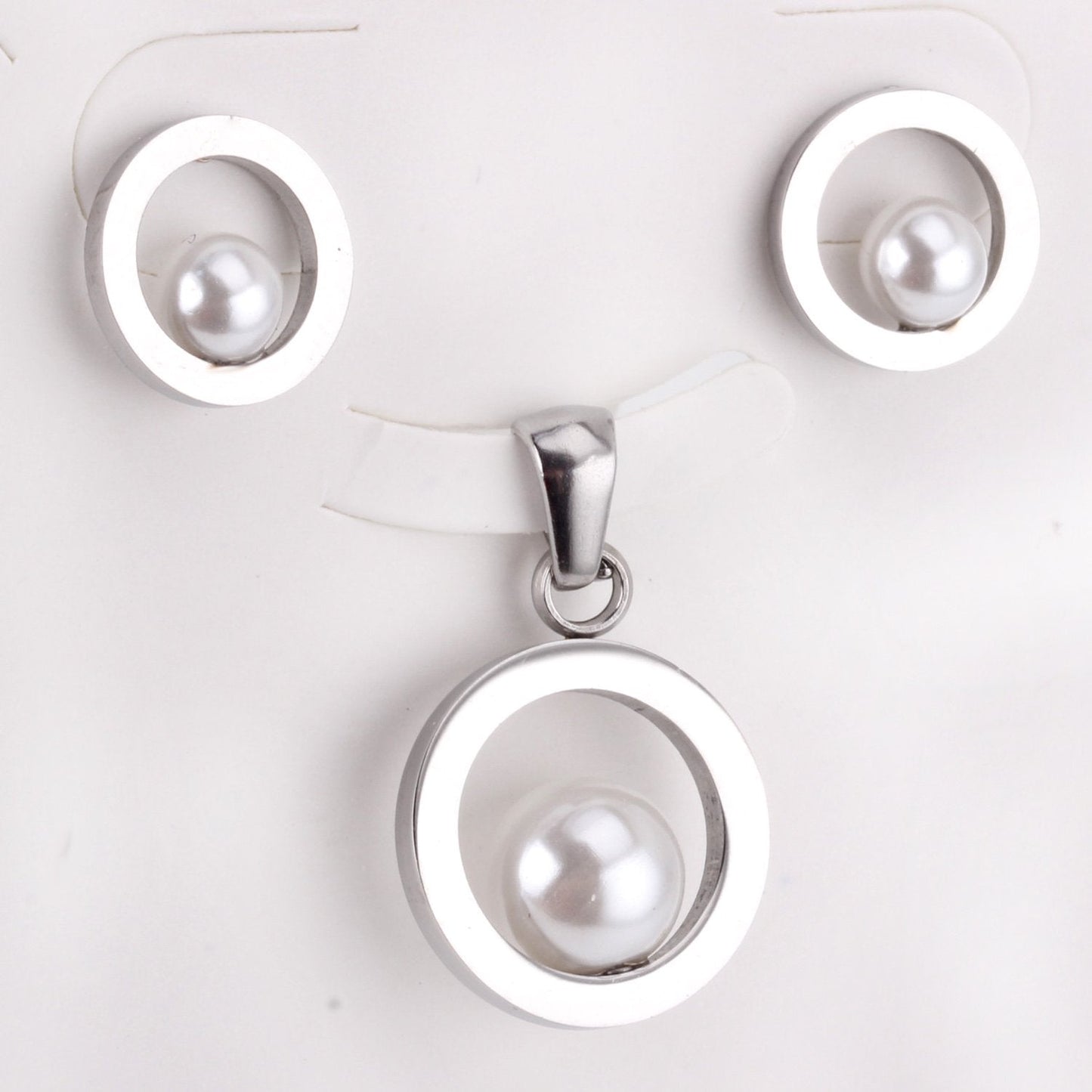 Fashion Bridal Wedding Dubai Jewelry Set Circle Fake-Pearl Necklace Earring Jewellery Sets For Women Girls