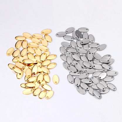 ASON 100pcs/lot Oval Pendant Chain Bracelet Tag Stainless Steel For Necklace Bracelet DIY Handmade Jewelry Making Supplies