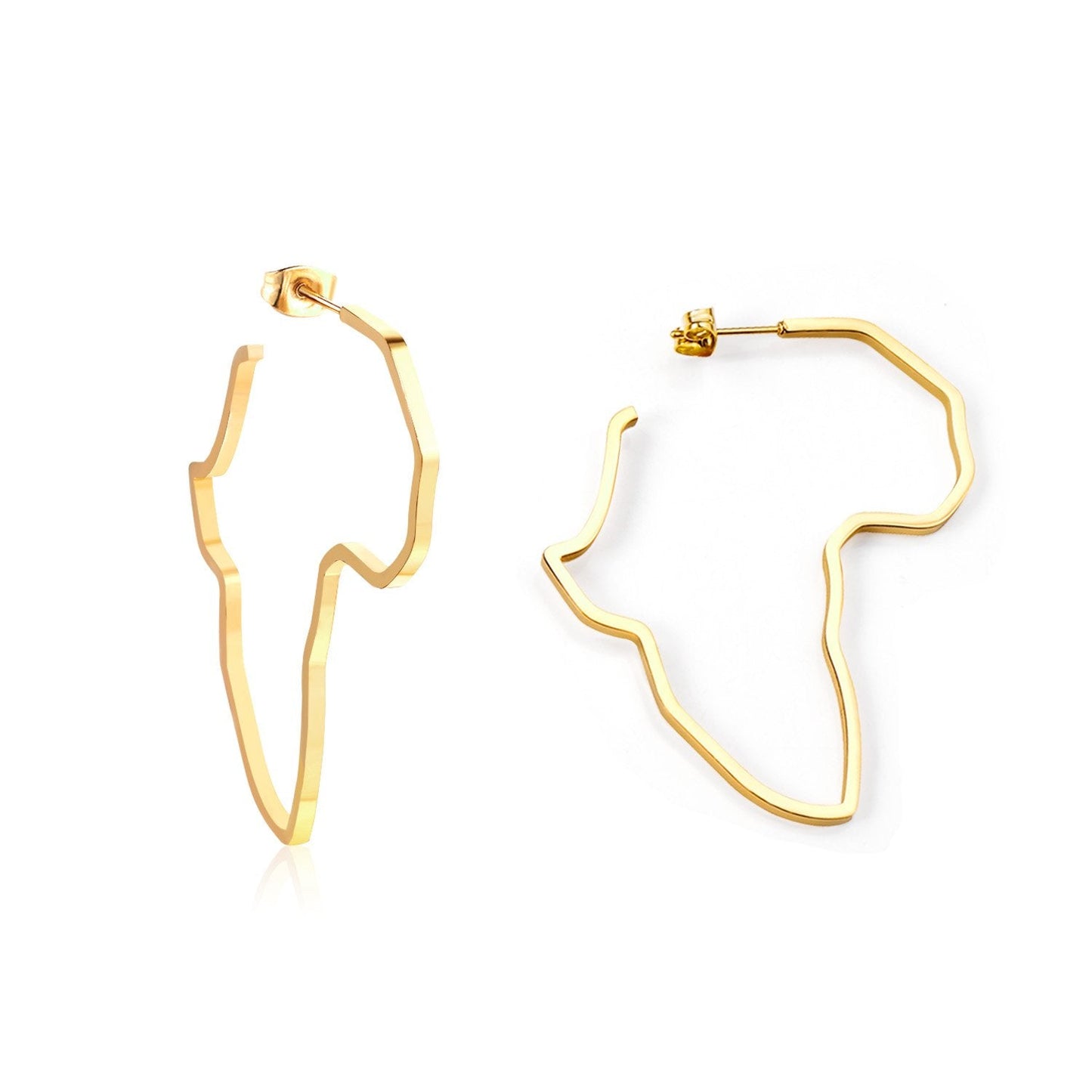 ASON Gigantic Gold Color 316L Stainless Steel Africa Map Huge Hoop Earring Ear Stud for Women Girl Gift Jewelry Accessories