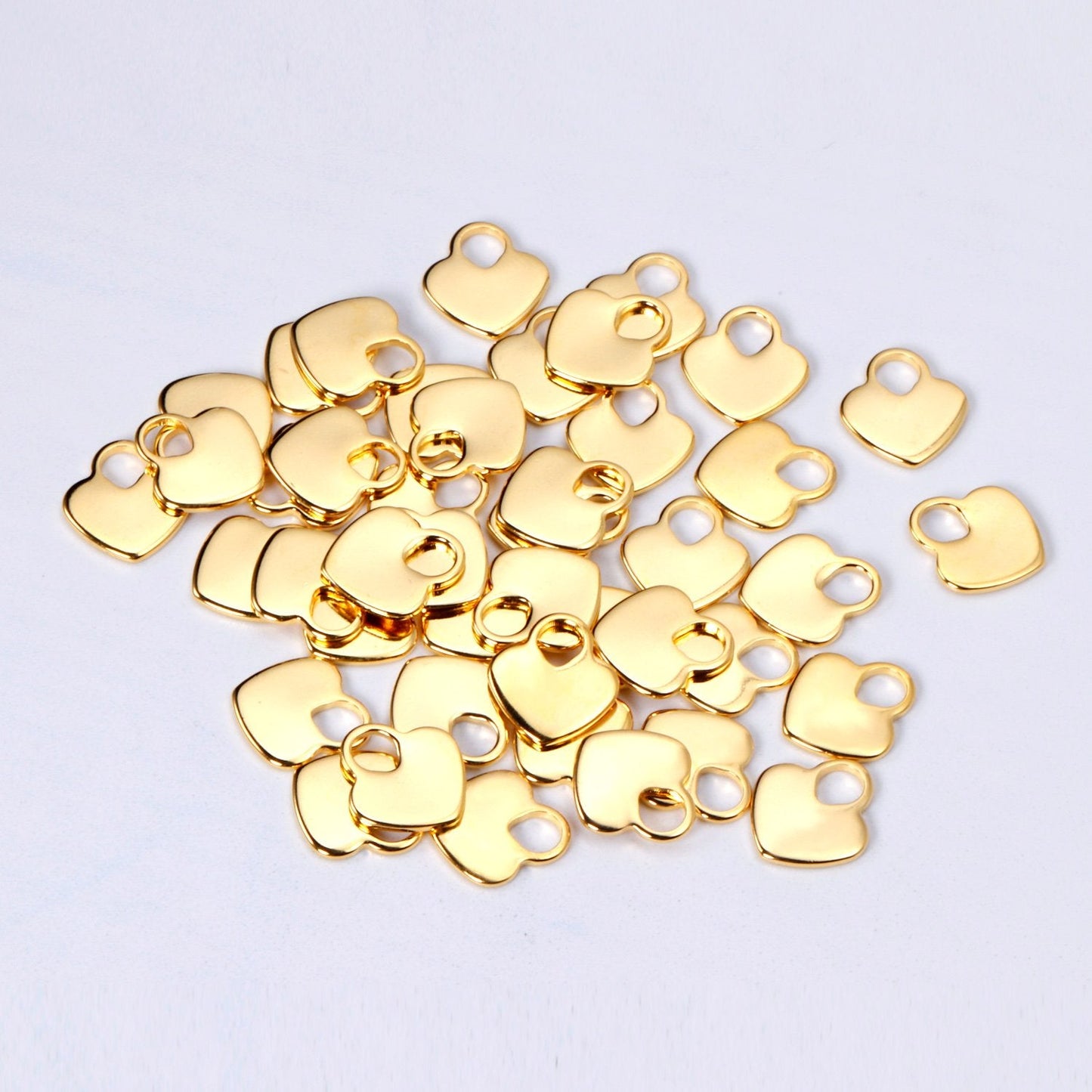 ASON 100pcs/lot Heart Pendant Stainless Steel Love Heart Pendant Gold Silver Color For Necklace Bracelet Jewelry Making Supplies