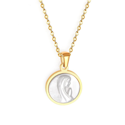 Girl Prayer Gold Necklaces Stainless Steel Shell Pendant Necklace For Women Jewelry Chain Necklace Collar Collier