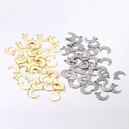ASON 100Pcs/Lots New Fashion Moon Charms 316L Stainless Steel For Necklace Bracelet Anklet DRY Handmade Jewelry Making Supplies
