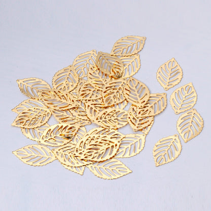 ASON 100 pcs/lots Leaf Charm 316L Stainless Steel Leaf Pendant Gold Silver Color For Necklace Bracelet Jewelry Making Supplies