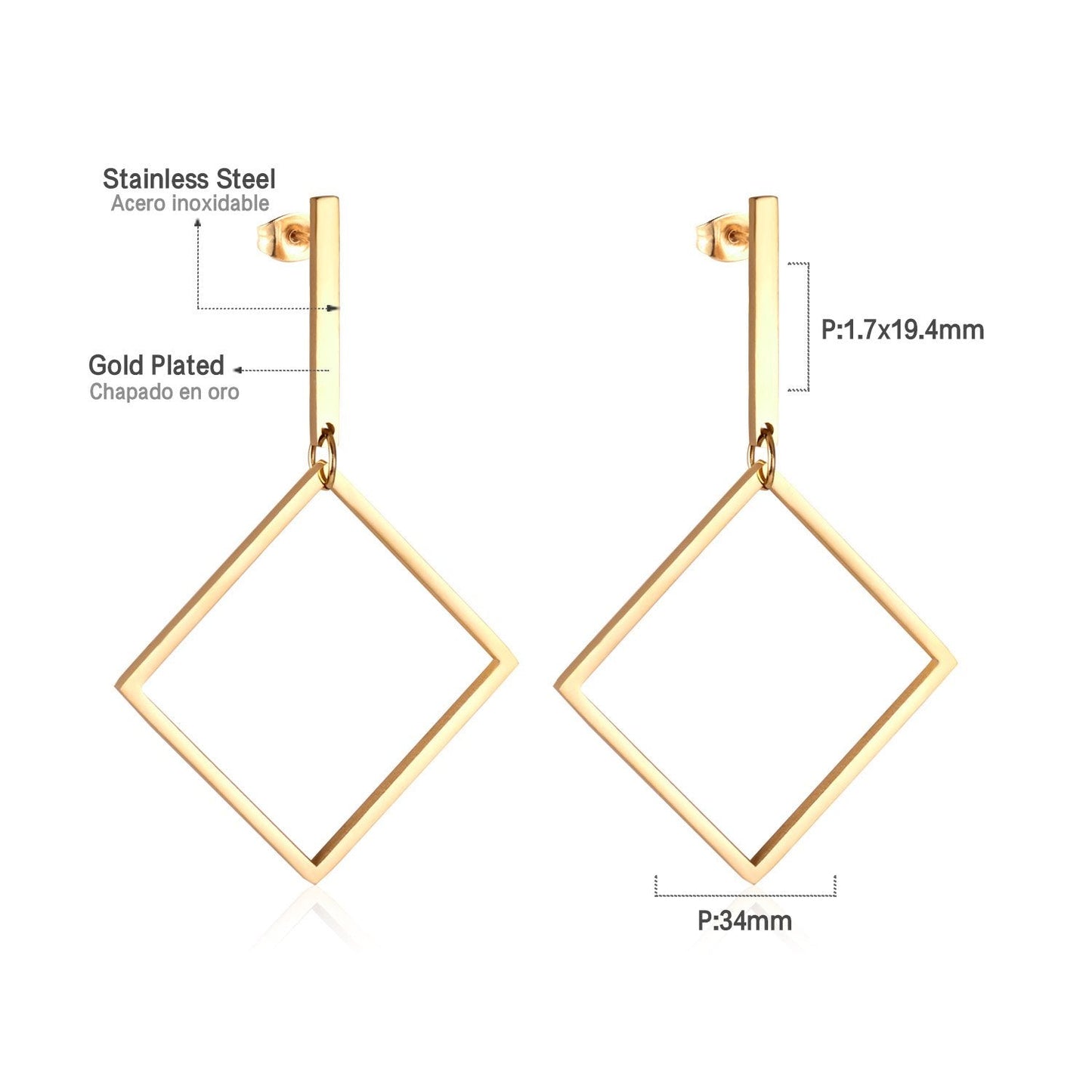 ASON Earrings for Women Gold Color Geometry Dangle Drop Earrings Stainless Steel Accessories Bijoux Party Dropshipping Gift