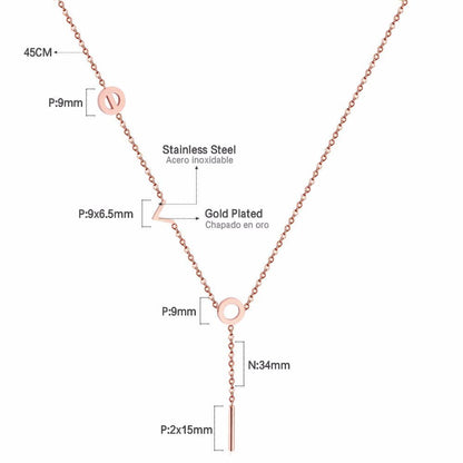 Fashion Jewelry Rose Gold "Love" Pendants Necklaces For Women 316L Stainless Steel Chains choker Necklace Set