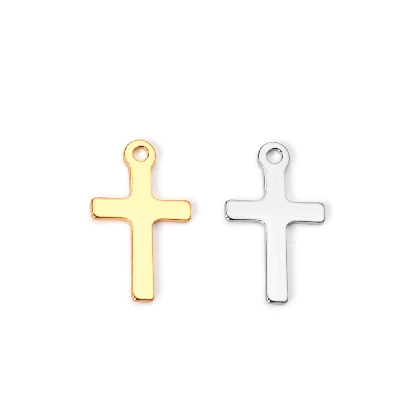 ASON 100Pcs/Lots Cross Charms 316L Stainless Steel Religious Pendant Gold Silver Color For Necklace DIY Jewelry Making Supplies