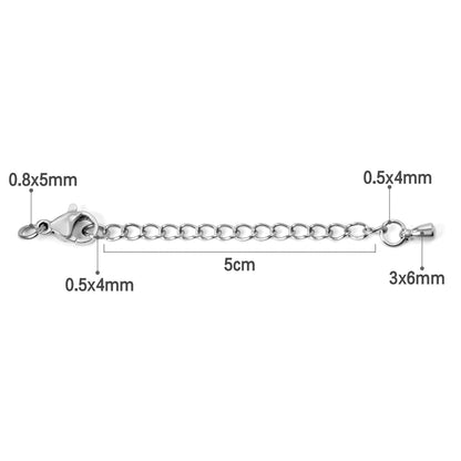 ASON 10pcs/lots Extension Tail Chain 5mm Lobster Clasps Connector Stainless Steel For Bracelet Necklace DIY Jewelry Accessory