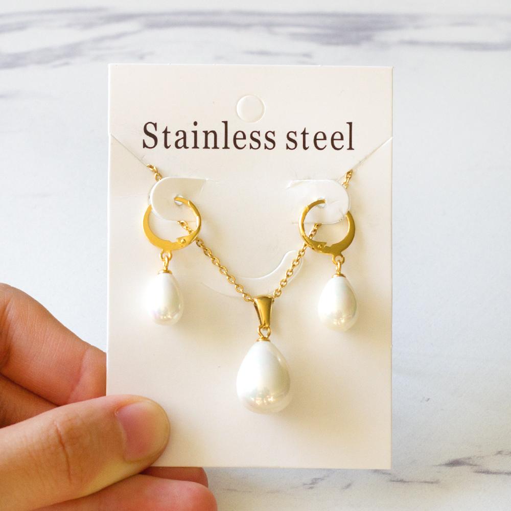 Imitation Pearl Bridal Dubai Jewelry Sets Water Drop Fashion Wedding Necklace And Earring Sets For Women Spring Hot