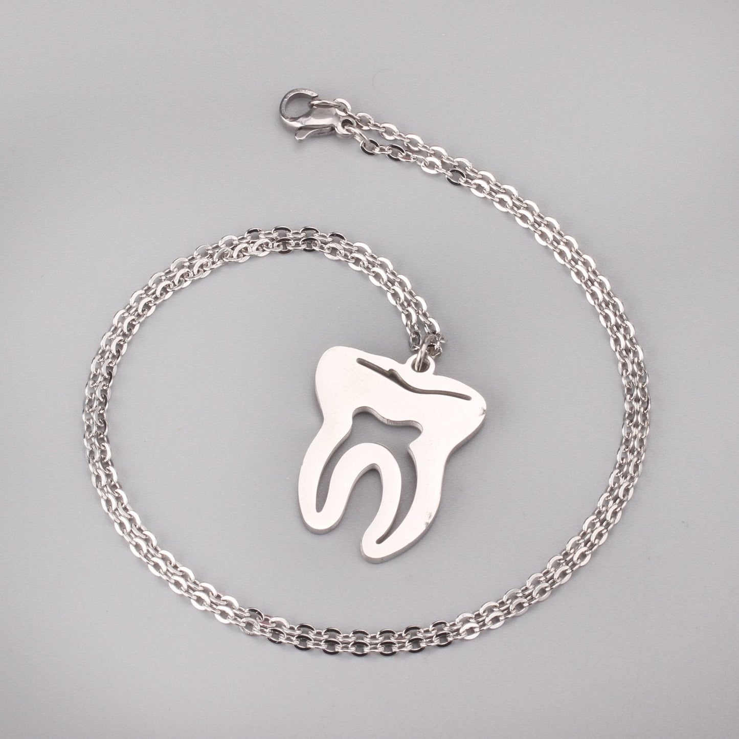 Hiphop Tooth Pendant Necklace Stainless Steel Link Chain Choker Necklace Statement Jewelry Collares Goth 2021 New