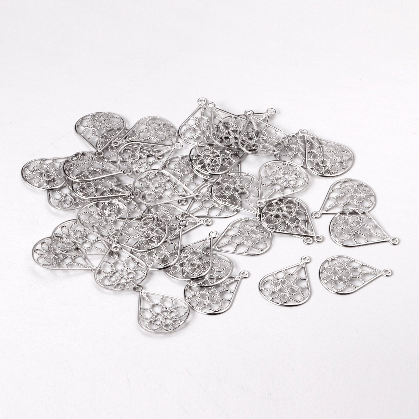 ASON 100 Pcs/Lots Classical Water Droplets Charm 316L Stainless Steel  For Necklace Earring DRY Handmade Jewelry Making Supplies