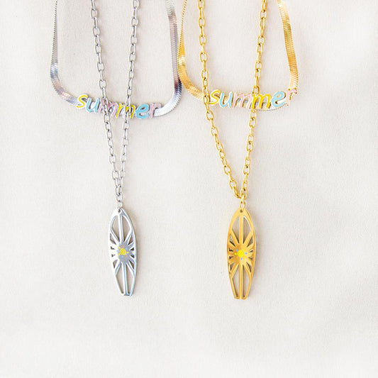 Flat Snake Chain 18K Gold Plated Color Double Layer Necklaces Summer Jewelry For Woman Pendients Design Collier