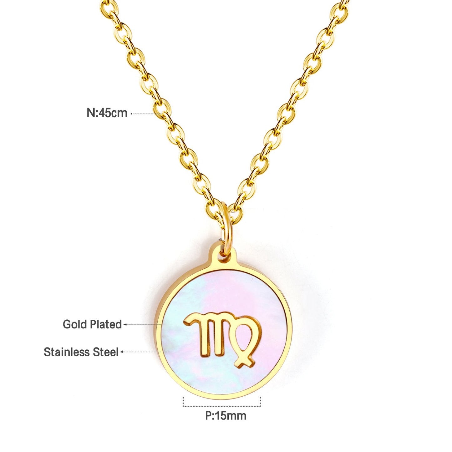 Shell Pendant Twelve Constellation Stainless Steel Necklace Man Jewelry For Women Choker Chain Necklace Collar 2021