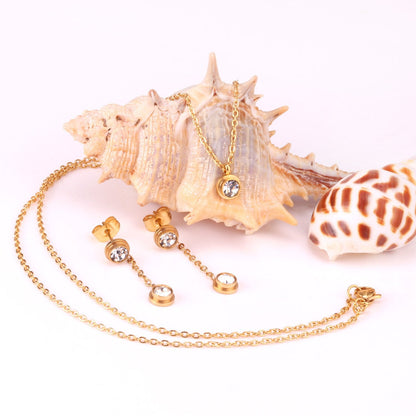 New Heart Shape Crystal Fashion Necklaces Droop Earrings Sets For Woman Dubai Wedding Jewelry Set pendientes bijoux