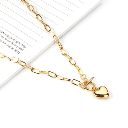 Wholesale Heart Pendant 316L Stainless Steel Link Chain Necklace For Women Choker Collar Accessories Christmas Party Gift