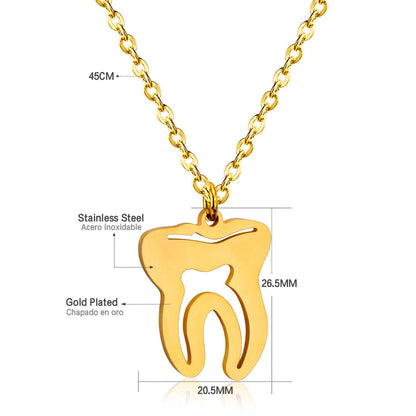Hiphop Tooth Pendant Necklace Stainless Steel Link Chain Choker Necklace Statement Jewelry Collares Goth 2021 New