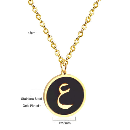ASON White/Black Shell Gold Color Initial Letter Fashion Pendant Necklace Stainless Steel Alphabet Chain for Gift Chokers