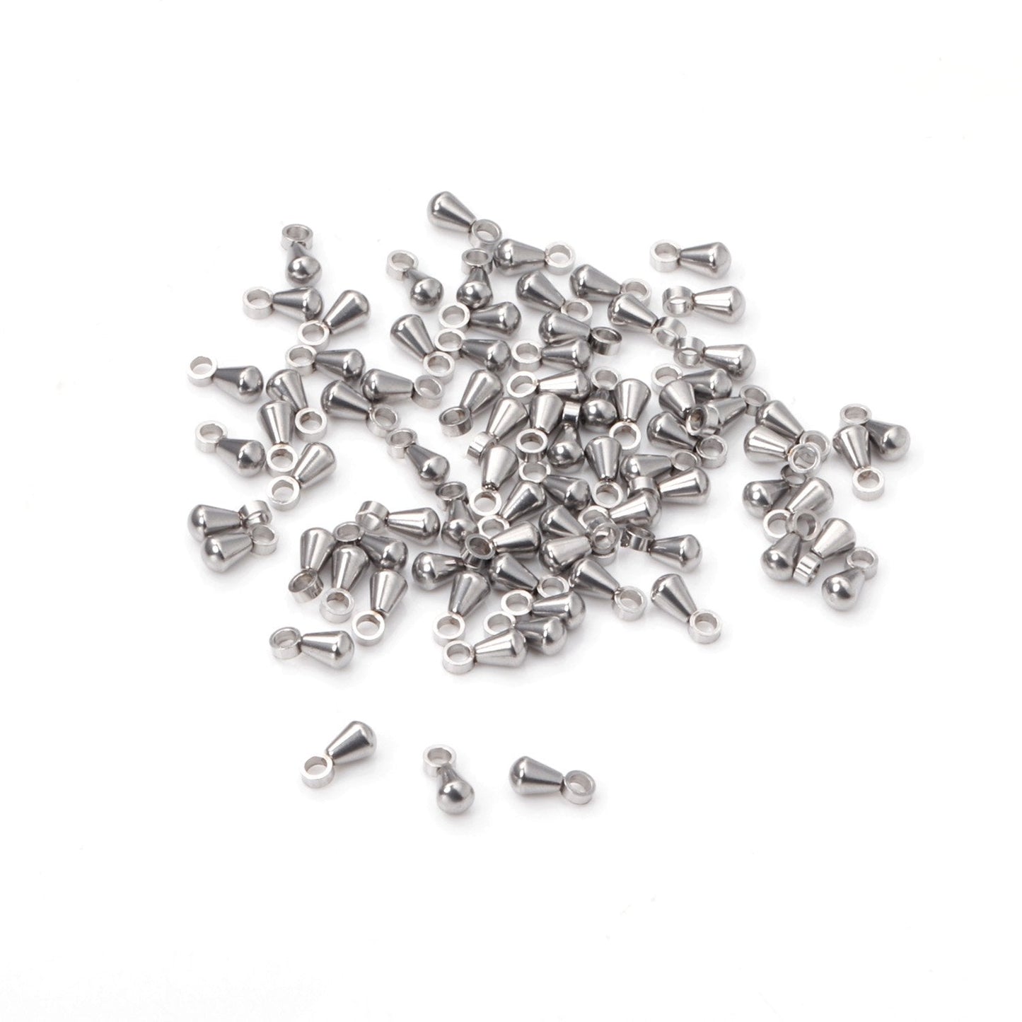 ASON 100pc/Lot 316L Stainless Steel Waterdrop End Beads For DIY Extender Chain Pendant Jewelry Making Findings Accessories