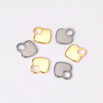 ASON 100pcs/lot Heart Pendant Stainless Steel Love Heart Pendant Gold Silver Color For Necklace Bracelet Jewelry Making Supplies