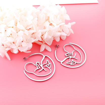 Celebrate Mother's Day Big Hoop Earrings Baby Hoop Design Women's Circle Earrings Special Mother Loves 2022 New