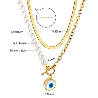Snake Chain Double Layer New Design Evil Eyes Collier For Woman OT Chain Necklaces Trendy Products 2022 Lucky Girls