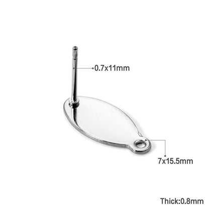 ASON 100 Pcs/Lots Oval Earring Accessories Stainless Steel Anti-allergy Base Setting Connector For DIY Jewelry Making Supplies