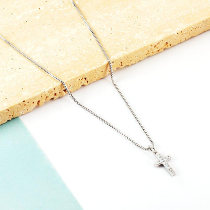 Stainless Steel CZ Cross Pendant Necklace For Women Men Crystal Rhinestone Jesus Box Chain Gothic Jewelry Gifts