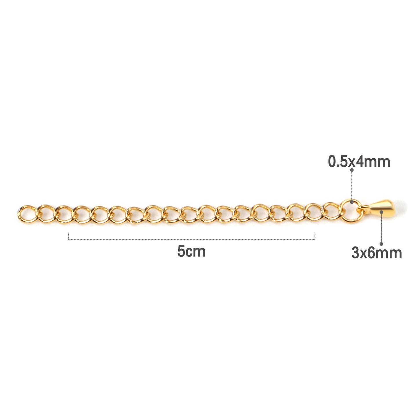 ASON 10pcs/lot Stainless Steel Chain Connector 5mm Lengthen The Chain Gold Silver Color Bracelet Necklace DIY Jewelry Accessory
