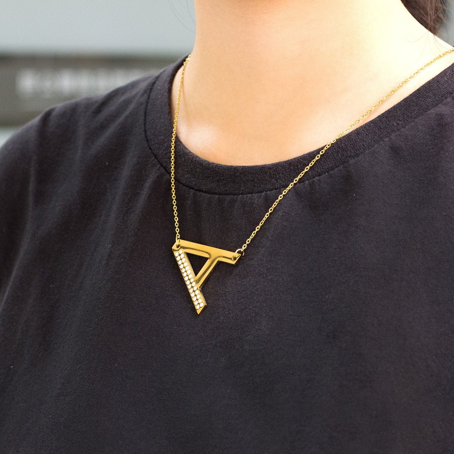 Stainless Steel Zircon Pendants Necklaces Gold Color Letter Necklace Chains Accessories Collars Choker Wholesale